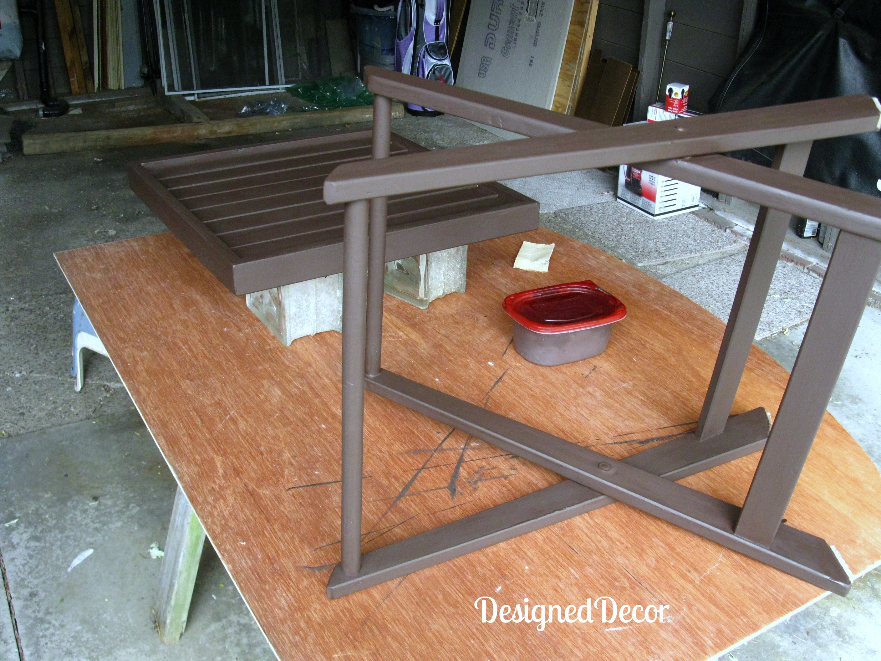 serving tray table after painting brown